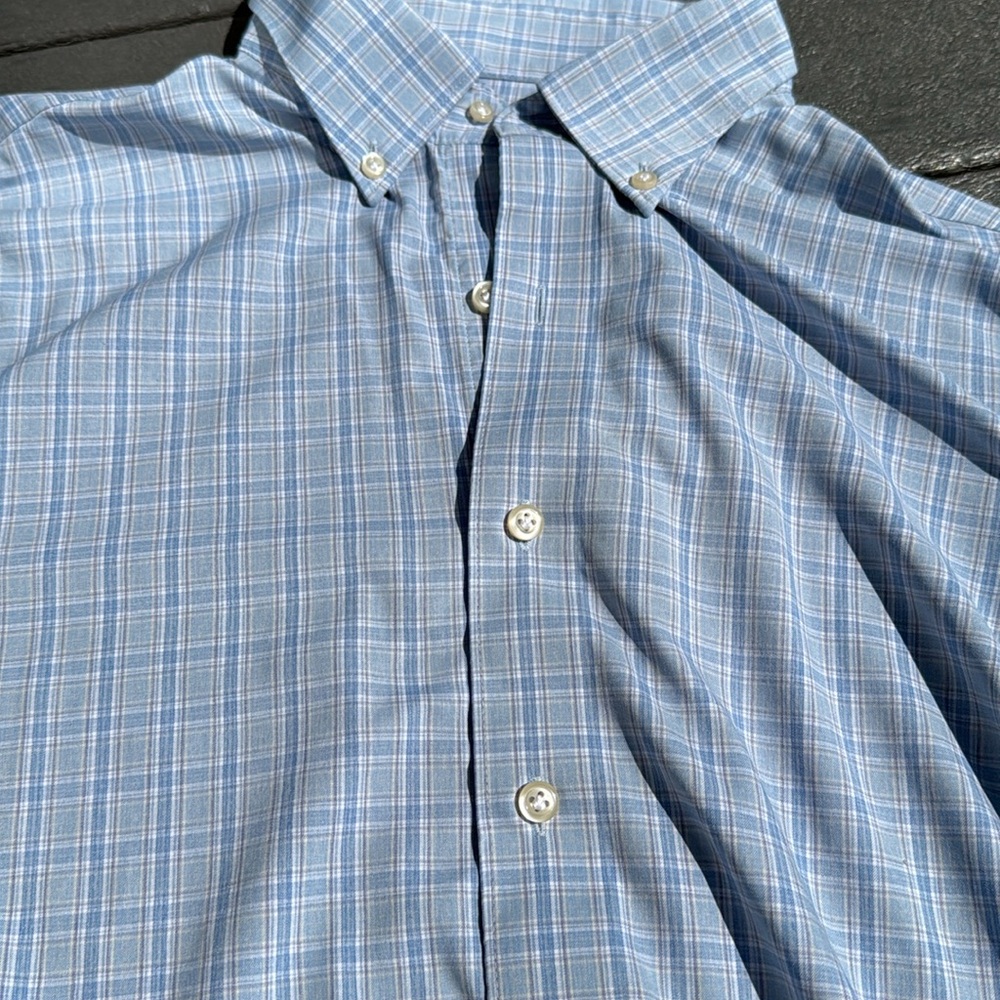 Peter Millar Light Blue Checkered Men's Shirt - Crown Crafted - Picture 6 of 8